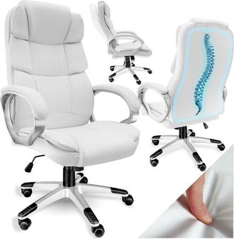 TecTake Poltrona girevole 360° con braccioli regolabili bianco