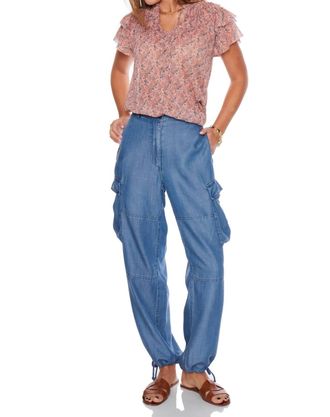 Velvet Heart Baylor Soft Denim Midrise Cargo Pant In Calvary Blue