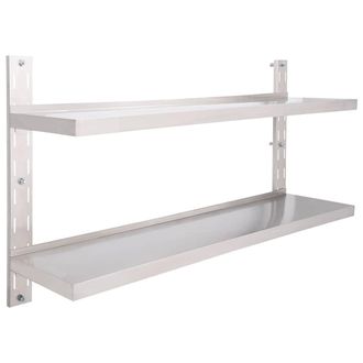 vidaXL Vidaxl - Estanter&iacute;a Pared Flotante 2 Niveles Acero Inoxidable 150x30 Cm