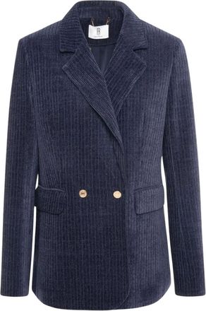 Fracomina Blazer Lungo in Velluto - - Jackets - Donna - Blu - S