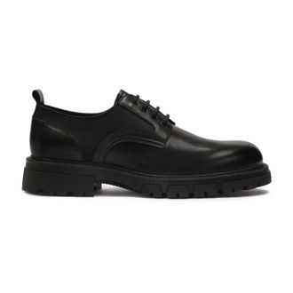 Kazar Casual zwarte halfschoenen gemaakt van gecombineerde materialen - Heren - Veterschoenen - Zwart - 44 EU - Leer - Schoenen