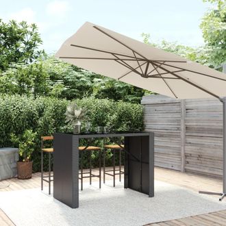 vidaXL Mesa Alta Bar Rat&aacute;n Pe Y Superficie Vidrio Negro 145x80x110 Cm Vidaxl