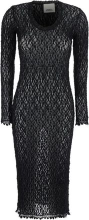 Isabel Marant Belsane Kant Midi Jurk - Dames - Casual kleedjes - Zwart - M - Katoen - Kleedjes