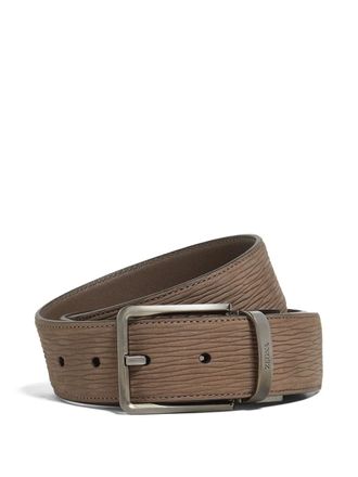 Ermenegildo Zegna leather textured-buckle belt - men - Bovine Leather/Metal - 110 - SRA