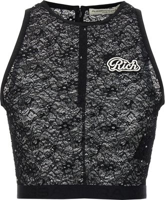 Alessandra Rich Rhinestone Lace Top