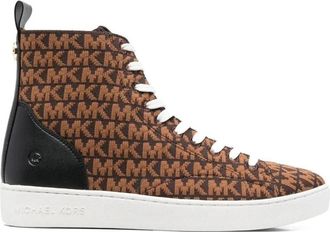 Michael Kors Bruine Gebreide High Top Sneakers - Dames - Sneakers - Bruin - 36 EU - Polyester - Schoenen