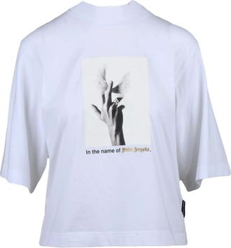 Palm Angels Tops, Dames, Wit, L, Katoen, T-shirts