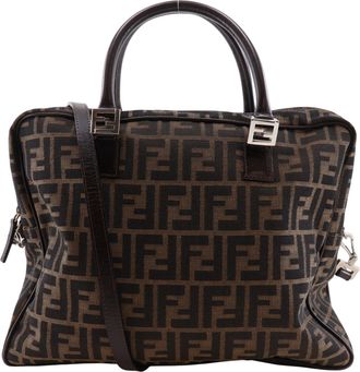 Fendi Zucca Brown Nylon Canvas Briefcase (Pre-Owned)