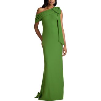 Tadashi Shoji One-Shoulder Crepe Column Gown in Cactus at Nordstrom, Size 10