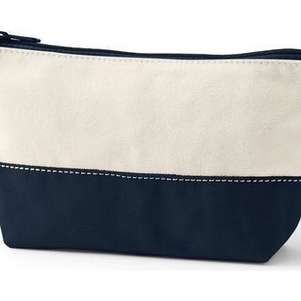 Lands End Zipper Canvas Pouch in Natural/radiant Navy at Nordstrom