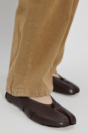 Maison Margiela Leather Ballerinas With Tabi Cut-out, Womens, Brown
