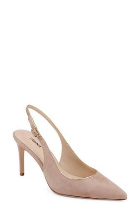 L'agence Vichy II Leather Trimmed Pointed Toe Slingback Pump in Cappuccino Suede at Nordstrom, Size 7.5