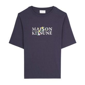 Maison Kitsun&eacute; Flowers Comfort Tee-Shirt - female - Maison Kitsun&eacute; - T-Shirts - Blue - 2XS - Tops