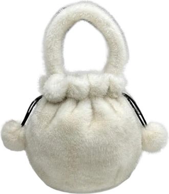 Generic Womens Plush Bags Plush Drawstring Bag Crossbody Soft Handbag Trendy Small(Color 01)