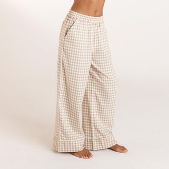 Lounge Gingham Pyjama Broek - Beige - XS
