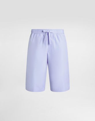 Dolce & Gabbana Cotton Bermuda Shorts With Dg Crossed Embroidery - Man Pants And Shorts Azure 46