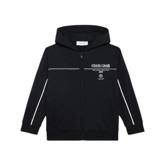 Roberto Cavalli Logo Hoodie - male - Roberto Cavalli - Kids Sweatshirts - Black - 12 Y - Kids