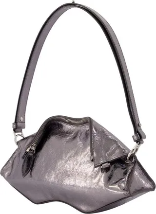 Alexander McQueen Womens Manta Clutch Leather Silver Calfskin