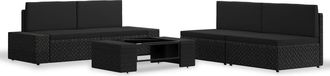 vidaXL Vidaxl - Juego De Muebles De Jard&iacute;n 5 Piezas Rat&aacute;n Sint&eacute;tico Negro
