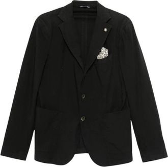 Manuel Ritz Giacca Verde 2 Bottoni Tasche Toppe - Heren - Blazers - Zwart - XL - Jassen