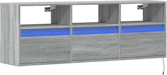 vidaXL Vidaxl - tv Wall Cabinet with led Lights Grey Sonoma 130x31x45 cm
