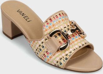 Vaneli Womens Oksana Low Heel Sandal In Multi/beige