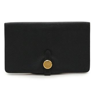 Herm&egrave;s Black Togo Leather Long Bill Wallet (Bi-Fold) (Pre-Owned)
