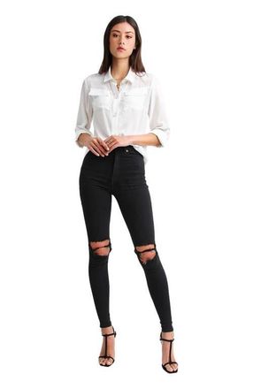 Belle & Bloom Eclipse Rolled Sleeve Blouse in Cream at Nordstrom, Size X-Large Au