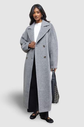 Warehouse Oversized Pleat Back Detail Maxi Coat in Grey Marl at Nordstrom, Size 8