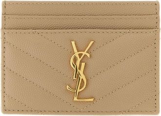 Saint Laurent Cassandre Matelass&eacute; Kaarthouder - Dames - Portefeuilles - Beige - ONE Size - Leer - Accessoires