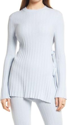 Open Edit Side Tie Sweater in Blue Ice at Nordstrom, Size Medium