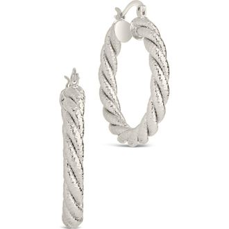 Sterling Forever Cerys Twist Hoop Earrings in Silver at Nordstrom Rack