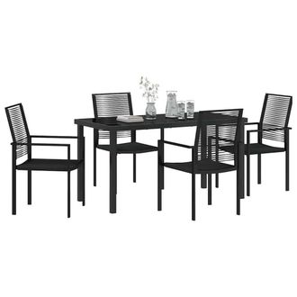 Berkfield Home Modern 5 Piece Garden Dining Set Black PVC Rattan