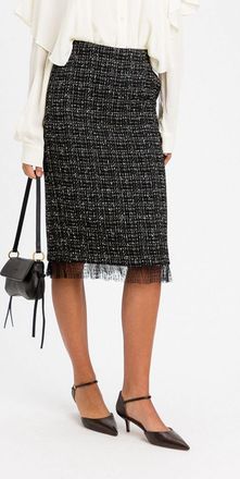 Twinset Tweed Pencil Midi Skirt with Back Slit