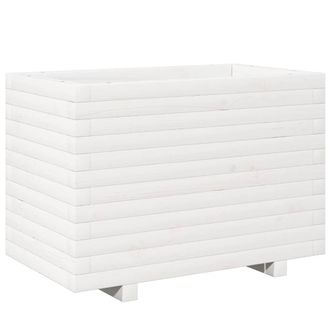 Berkfield Home Garden Planter White 70x40x49.5 cm Solid Wood Pine
