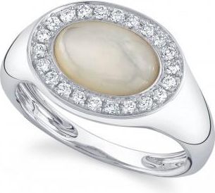 Allurez Diamond & Mother of Pearl Ring 14K White Gold (1.78ct)