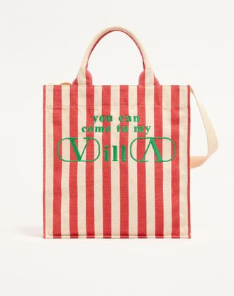 Valentino Garavani Valentino Garavani MyVilla Medium Canvas Shopping Bag with Embroidery