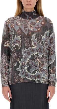 Etro Multicolor Paisley Mock Collar Sweater