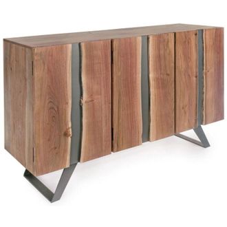 BIZZOTTO Credenza Aron con struttura in legno di acacia e gambe in acciaio, stile moderno -3 Ante