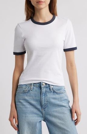Rag & Bone Mia Cotton Ringer T-Shirt in White Multi at Nordstrom Rack, Size X-Large
