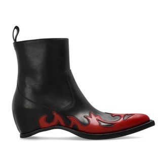 Maison Margiela Cowboy Boots, female, Black, Size: 11 US Leather Wedge Ankle Boots