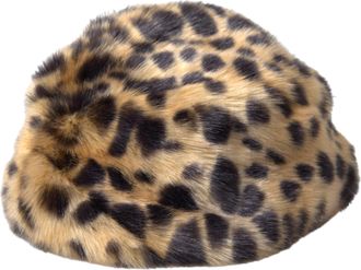 Dolce & Gabbana Brown Leopard Fur Women Bucket Hat Modacrylic Polyester