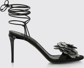 Philipp Plein Sandali in camoscio con tacco a spillo e fiore di cristalli