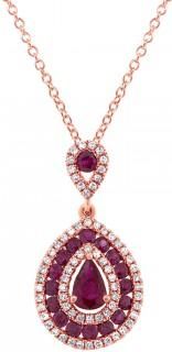 Allurez 0.27ct Diamond & 1.03ct Ruby 14k Rose Gold Pendant Necklace