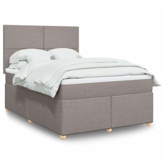 vidaXL Vidaxl - Cama Box Spring Con Colch&oacute;n Tela Gris Taupe 140x190 Cm