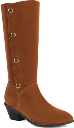 Generic Womens Knee High Boots Button Decor Pointed Toe Block Heels Durable Party Evening Casual Footwear Shoes (7.5,Yellow)