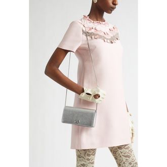 Valentino Garavani Mini VLOGO Metallic Leather Shoulder Bag in Silver at Nordstrom