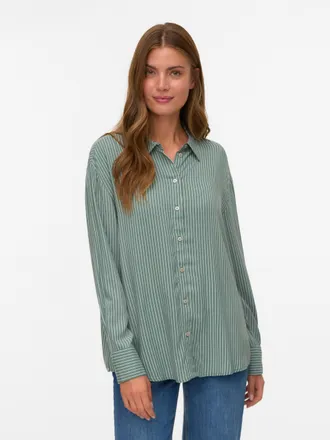 Vero Moda Langarmbluse VERO MODA VMALICE LS SHIRT WVN GA NOOS, Damen, Gr. S (36), weiss (laurel wreath stripes:selma hellwei&szlig;), Web, Obermaterial: 100% Viskose,