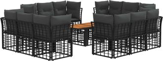 vidaXL Conjunto De Sof&aacute;s De Jard&iacute;n 13 Uds. Negro Y Gris Oscuro Vidaxl