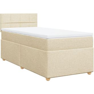 vidaXL Cama Box Spring Con Colch&oacute;n Tela Color Crema 100x200 Cm Vidaxl